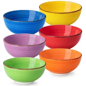 vancasso Bonita 6-Piece 380ML/820ML Porcelain Vintage Handpainted Ceramic Soup/Mixing/Fruit/Noodle/Ramen Large Serving Bowl Set