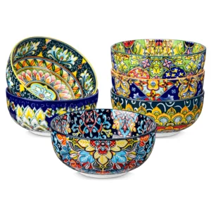 vancasso 6/12 Piece Cereal Bowls Set 28 Oz Ceramic Soup Bowls Bohemian style for Salad/Pasta/Rice/Oatmeal/Fruit/Cereal
