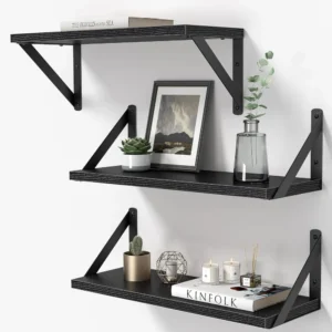 Floating Shelves for Wall, 16 Inch Long Wood Floating Shelves Set of 3, Wall Mounted Hanging Shelf